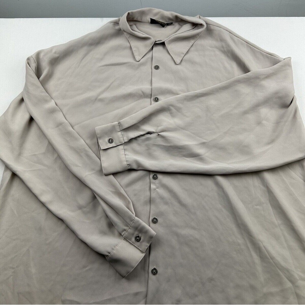 Vintage Monzini Collection Men's 3XL Shirt Tan Long‎ Sleeve Made In USA *READ*